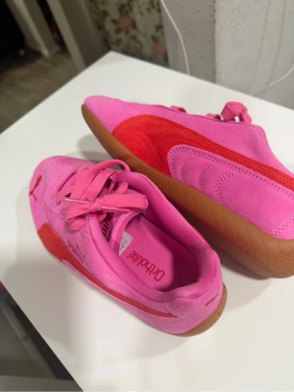 Puma Pink and Red Suede Women's Sneakers